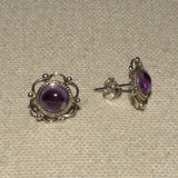Silver and Amethyst stud earrings