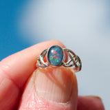 Opal solid 925 silver Celtic ring