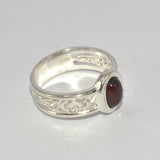 Celtic Design Garnet silver ring