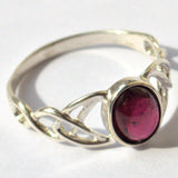 silver and Garnet Celtic ring