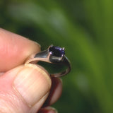 solid silver ring featuring Iolite gemstone