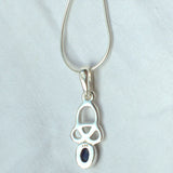 blue gem silver Celtic pendant