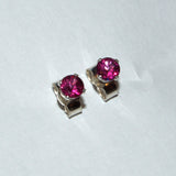 Pink Topaz solid silver ear studs