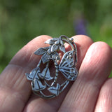 Nature dragonfly floral silver plated brooch