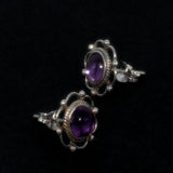 Amethyst Pisces birthstone silver stud earrings