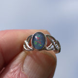 October birthstone Opal and silver ring