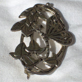 vintage dragonfly and flowers nature brooch