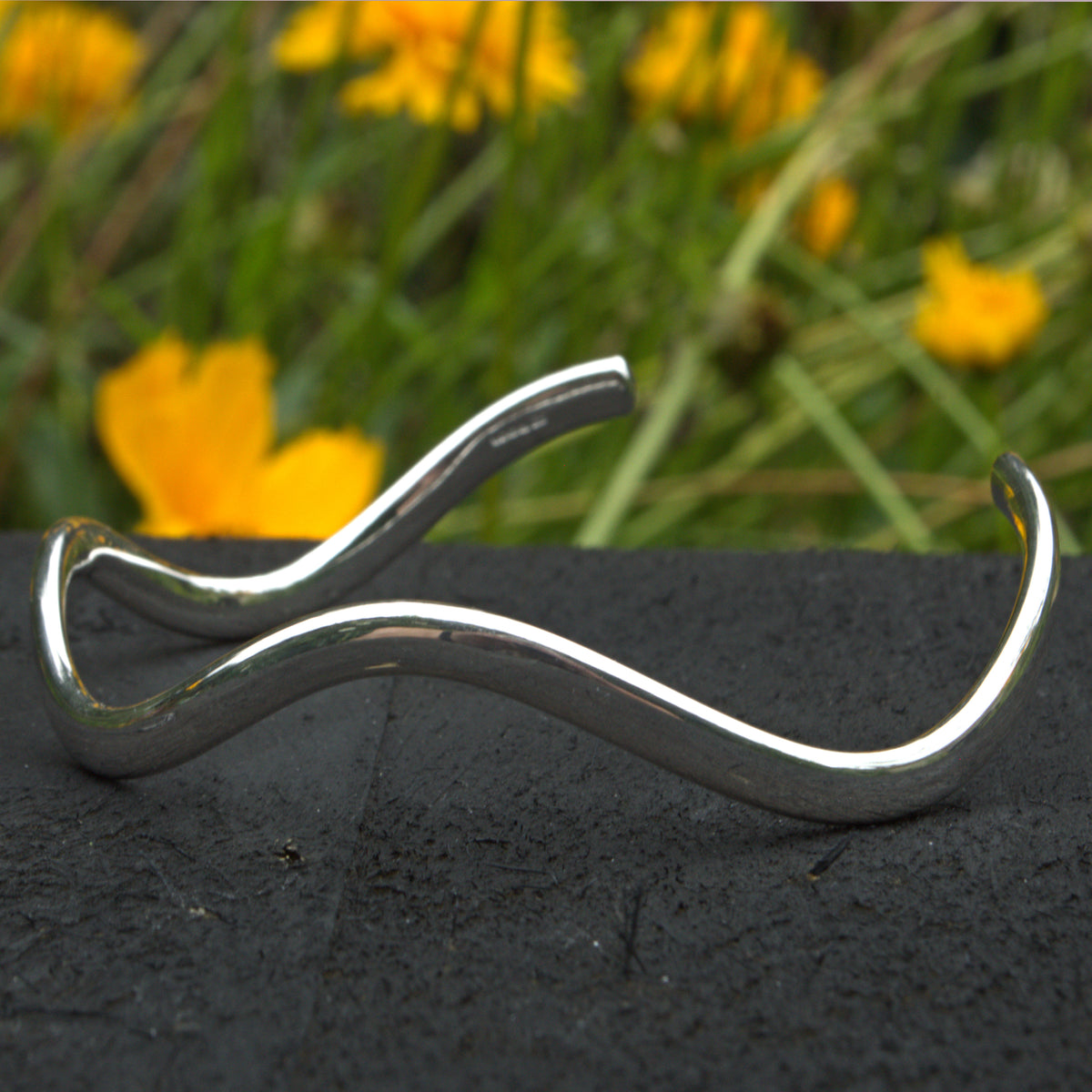 Silver wave bangle sale