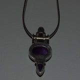 Amethyst silver pendant back view
