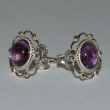 Amethyst and 925 silver stud earrings