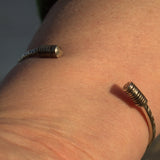 silver torc style patterned open bracelet