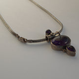 vintage Amethyst and silver pendant necklace