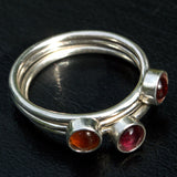 silver Garnet stacking rings