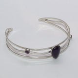 3 strand silver and Amethyst cuff bangle