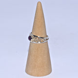 Amethyst and silver ring, side view