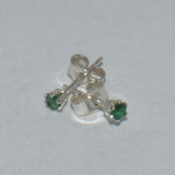 Emerald silver ear studs