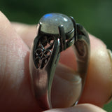 Blue Flash Labradorite ring, side view