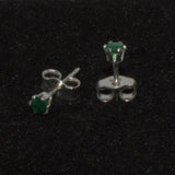 Emerald solid 925 silver stud earrings