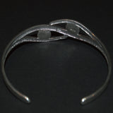 solid silver open bangle, back view