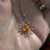 gold and Amber sun pendant necklace 