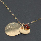 375 gold 2 disc Amber pendant necklace