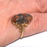 Jasper solid 9ct gold ring shown on finger