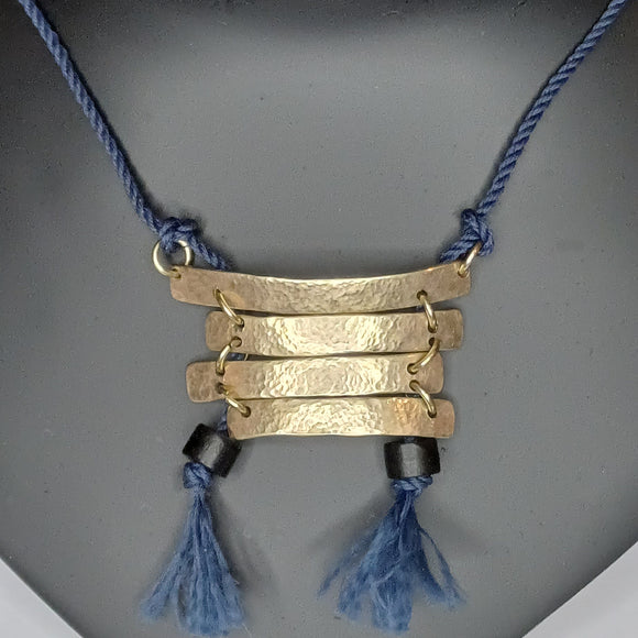 textured solid gold bar necklace
