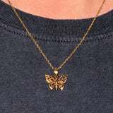 nature solid 375 gold butterfly pendant necklace