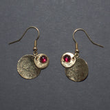 Garnet and 9ct yellow gold drop earrings