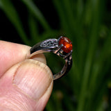 Amber and sterling silver ring