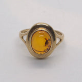 Vintage solid 9ct gold Amber ring