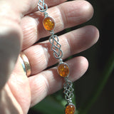 Amber and silver Celtic knotwork bracelet