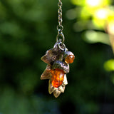 nature solid silver oak leaf and acorns pendant necklace