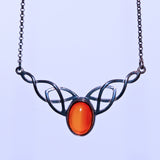 Celtic solid 925 silver and Amber pendant necklace