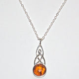 solid silver Amber Celtic pendant