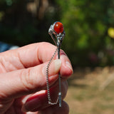 vintage Amber and silver floral brooch