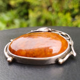 art nouveau style silver Amber brooch