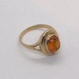 Vintage solid 9ct gold Amber ring