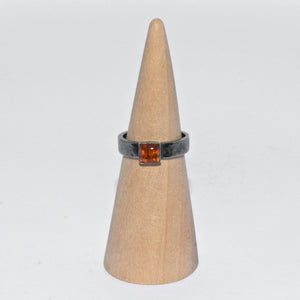 solid 925 silver and Amber cast ring