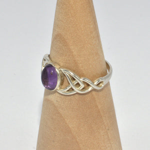 solid silver Amethyst Celtic ring