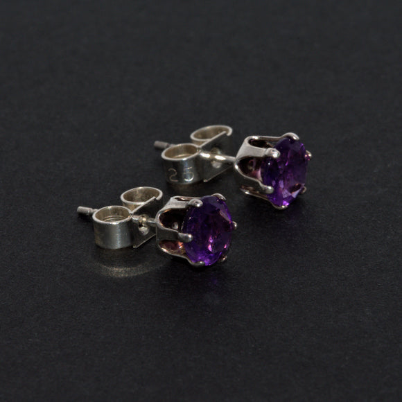 African Amethyst 925 silver ear studs