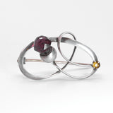 Charles Horner solid silver brooch featuring an Amethyst thistle and a Citrine