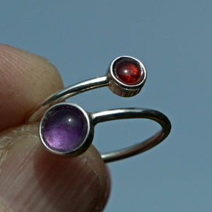 Amethyst and Garnet silver ring