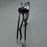 3 strand silver and Amethyst cuff bangle