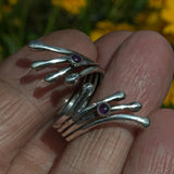 2 stone Amethyst and silver open ring