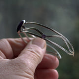 3 strand silver and Amethyst cuff bangle