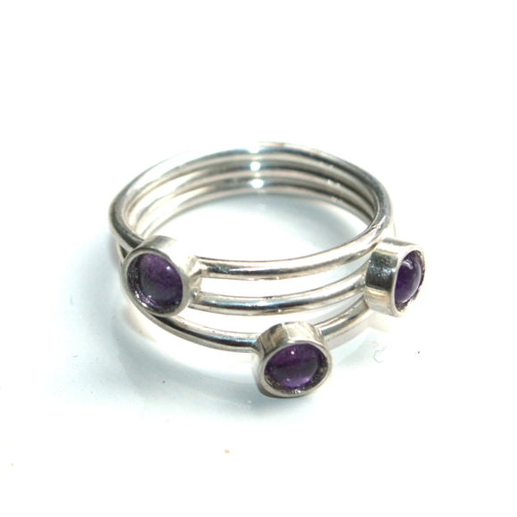 silver and Amethyst multistone ring