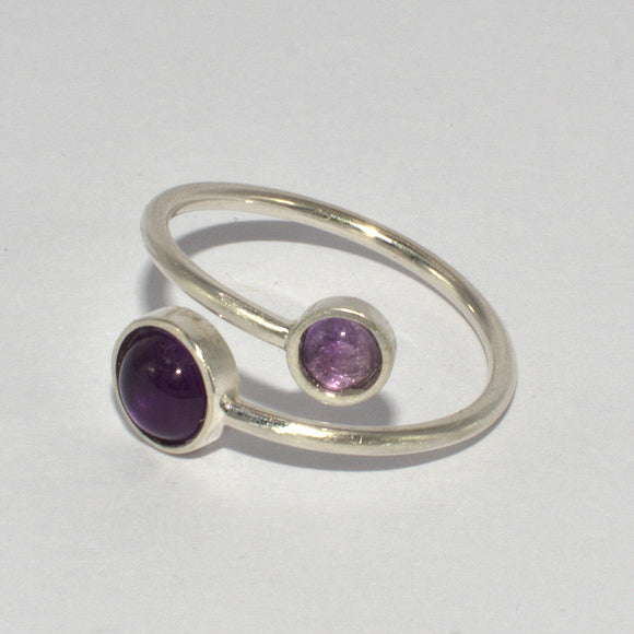 Amethyst solid 925 adjustable ring