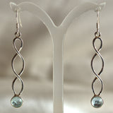 solid silver Aquamarine twist drops