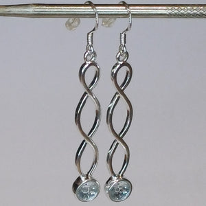 Aquamarine silver Celtic drop earrings